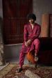 Cherry Red Satin Silk Printed Kurta And Joggers Pants For Sale