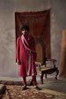 Cherry Red Tussar Silk Kurta  With Churidar And Dushala Set Online Sale