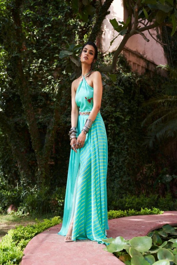 Turquoise Satin Silk Dress Online