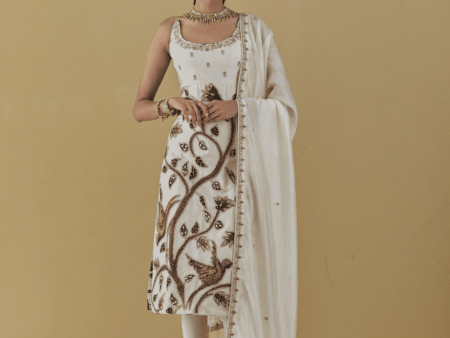 Buttercup Kurta Chudidar Set With Organza Silk Dupptta Cheap