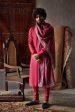 Cherry Red Tussar Silk Kurta  With Churidar And Dushala Set Online Sale