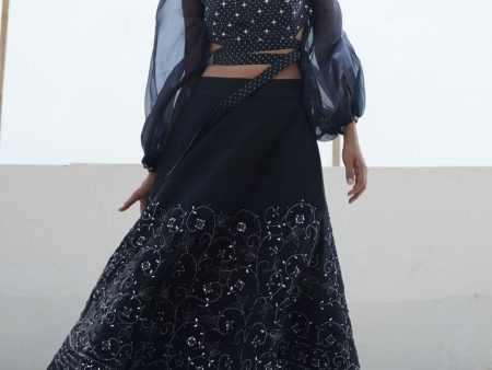 Black Top With Embroidered Skirt Fashion