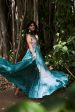 Turquoise Satin Silk Tiered Dress Sale