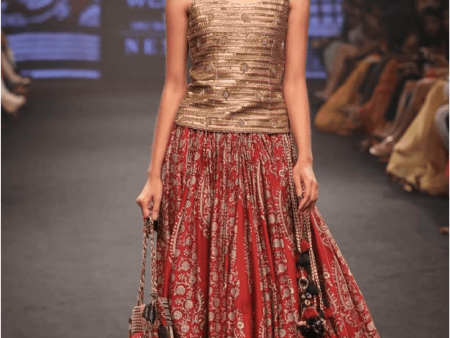 Bagru Printed Skirt With Gold Top For Sale