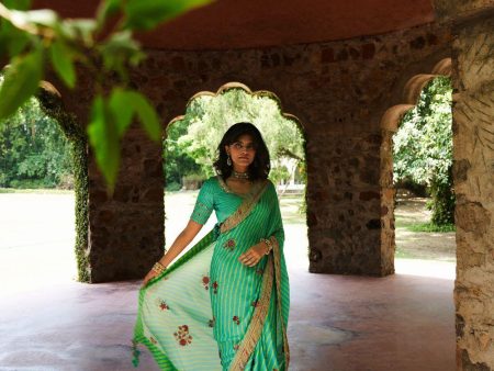 Turquoise Satin Silk Saree Hot on Sale