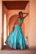 Turquoise Chanderi Silk Lehenga Set For Cheap