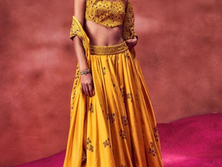 Yellow Printed Lehenga Set Online now