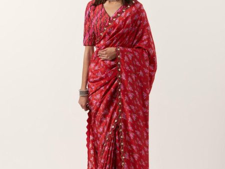 Surkh Laal Saree Set For Cheap