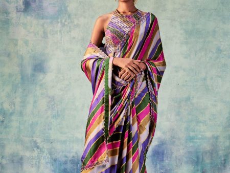 Stripes Saree With Rani Blouse Online Sale