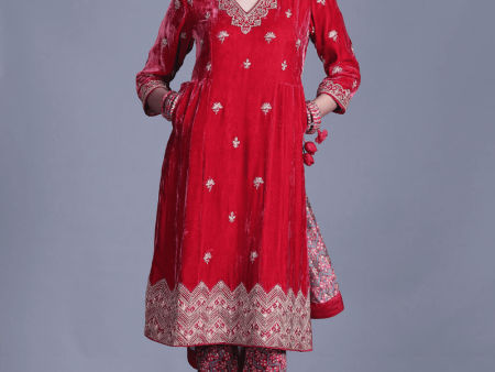 Velvet Kurti With Churidar And Dupatta Discount