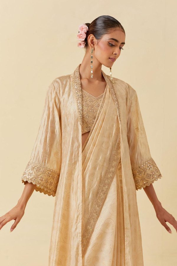 Buttercup Saree Paired With Blouse & Cape Discount