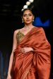 Brick Red Embroidered Saree with Strappy Blouse Hot on Sale