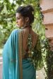 Turquoise Organza silk Saree Online Sale