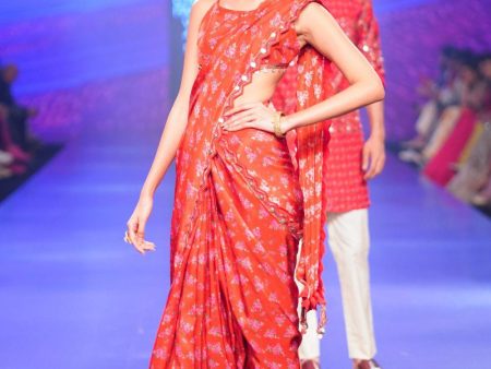 Surkh Laal Predraped Saree For Sale