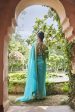 Turquoise Organza silk Saree Online Sale