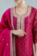 Cherry Red Silk Chanderi Kurta Set Discount