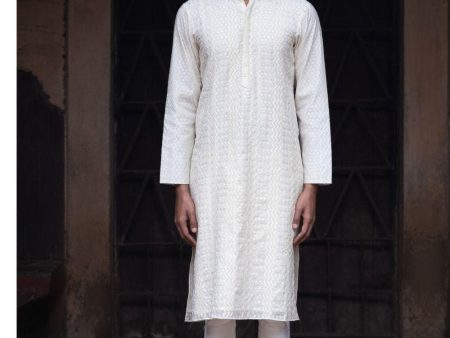 White Fully Embellished Kurta With Churidar Set Fashion