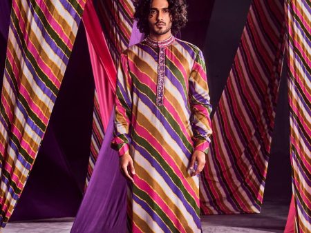 Stripes Printed Kurta With Pants on Sale