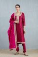 Cherry Red Silk Chanderi Kurta Set Discount