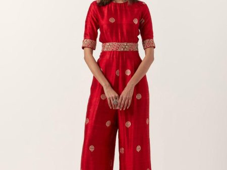 Surkh Laal Banarasi Silk Jumpsuit Online Sale